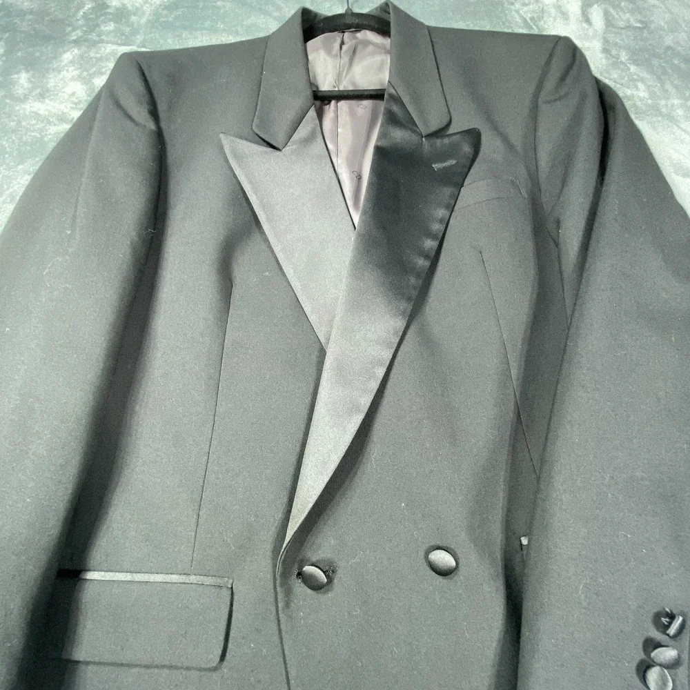 Vtg Christian‎ Dior Blazer Men 46L Black Grand Luxe Jacket Sport Coat USA Made